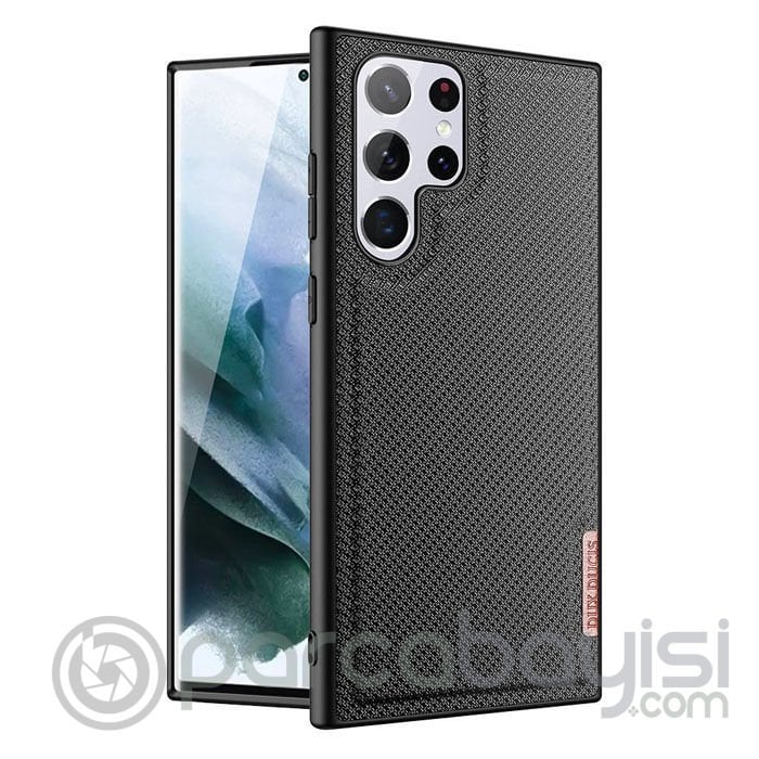 Dux Ducis Fino Serisi Samsung Galaxy S22 Ultra Kılıf Premium Dokuma Silikon Kılıf