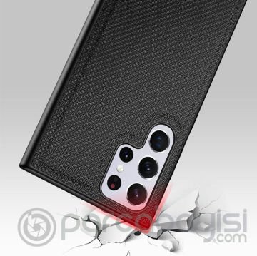 Dux Ducis Fino Serisi Samsung Galaxy S22 Ultra Kılıf Premium Dokuma Silikon Kılıf