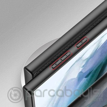 Dux Ducis Fino Serisi Samsung Galaxy S22 Ultra Kılıf Premium Dokuma Silikon Kılıf
