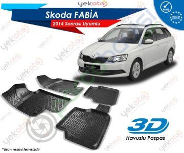 Skoda Fabia 2014 Sonrası Uyumlu Araca Özel 3D Havuzlu Paspas Siyah