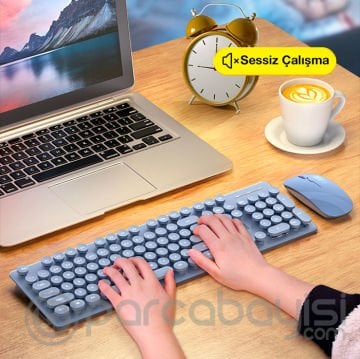 ALLY MC KM600 Kablosuz Bluetooth Klavye ve Mouse Seti Type C Şarjlı