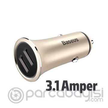 Baseus Trumpet Serisi 3.1A Çift Usb Girişli Metal Araç Şarjı