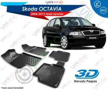 Skoda Octavia 2004-2013 Arası Uyumlu Araca Özel 3D Havuzlu Paspas Siyah