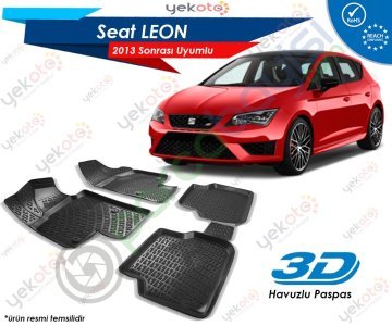 Seat Leon 2013 Sonrası Uyumlu Araca Özel 3D Havuzlu Paspas Siyah