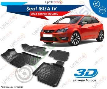 Seat İbiza Iv 2008 Sonrası Uyumlu Araca Özel 3D Havuzlu Paspas Siyah