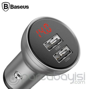 Baseus Digital Display 24W 4.8A Dual USB Çİft Usb Hızlı Araç Şarjı