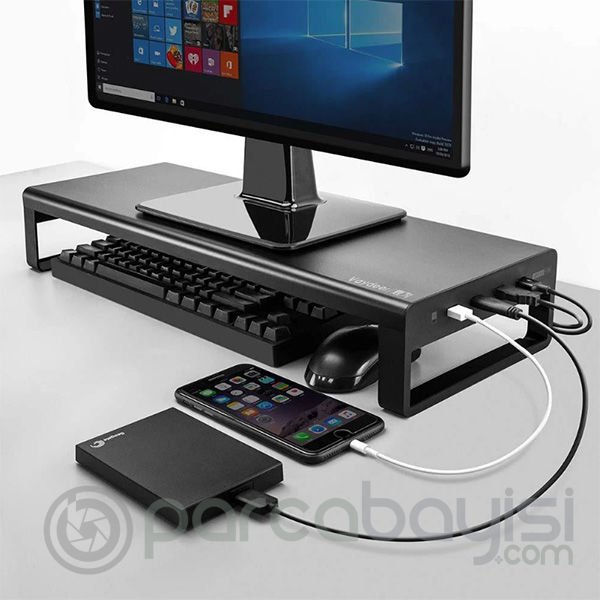 Vaydeer 4 USB Çıkışlı USB 3.0 Aluminum Monitor Stand Laptop Stand
