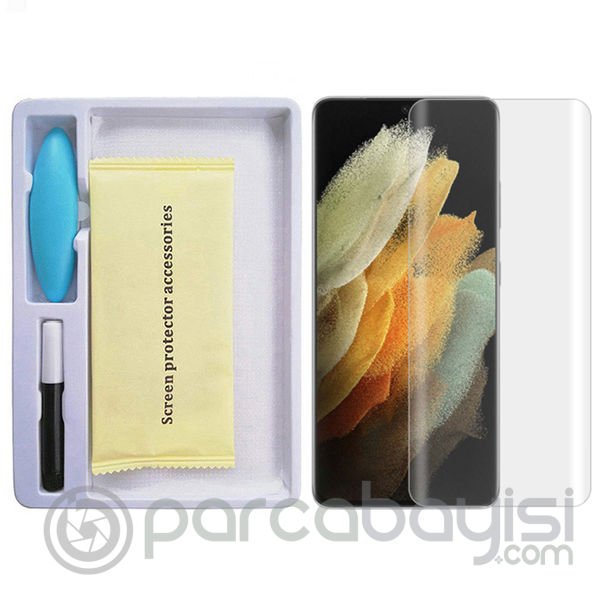 SM Galaxy S21 Ultra Full Uv Liquid+uv Işık 3DKırılmaz Cam Ekran Koruyucu
