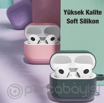 Ally Apple AirPods 3 için Kancalı Ultra İnce Silikon Kulaklık Kılıfı