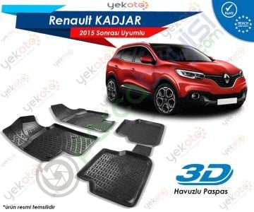 Renault Kadjar 2015 Sonrası Uyumlu Araca Özel 3D Havuzlu Paspas Siyah