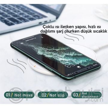 Baseus Cobble 15W wireless Kablosuz Şarj Cihazı İPhone 12-11,XS MAX XR 8