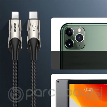 Baseus Fish eye  Type-C PD18W Hızlı Şarj Kablo İPhone 12 11-11 Pro-XR 8-7 Usb Şarj Kablosu