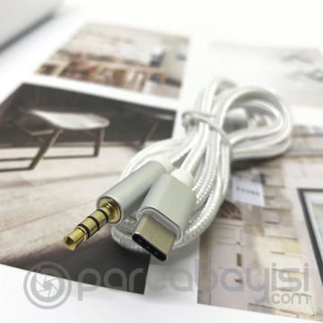 Ally Halat Usb Type-C To 3.5mm Aux Kablo Type C Araç Muzik Kablosu