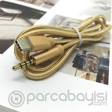 Ally Halat Usb Type-C To 3.5mm Aux Kablo Type C Araç Muzik Kablosu