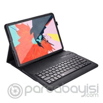 İpad Pro 11 İnch (2021-2020-2018) Bluetooth Klavye Ve Deri Kılıf