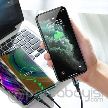 Baseus halo data 3in1 1.2m3 Başlık Usb Kablo Micro-Type-C İPhone