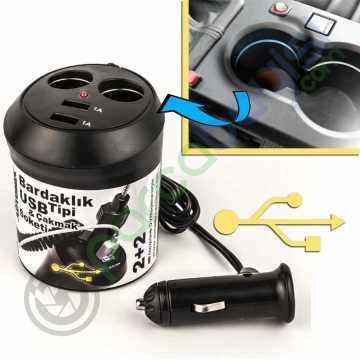 Automix Bardaklık Tipi Usb Ve Çakmak Soketi 1000Ma