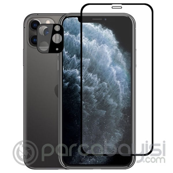 İPhone 11 Pro Max 2İN1 Full Glue Tempered Cam Ekran Koruyucu +Kamera Lens Set