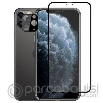 İPhone 11 Pro Max 2İN1 Full Glue Tempered Cam Ekran Koruyucu +Kamera Lens Set