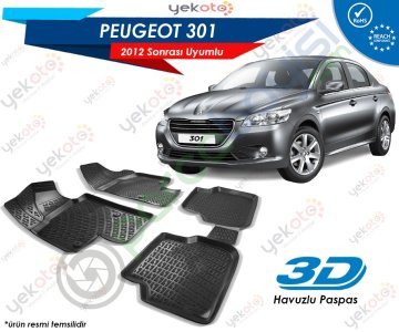 Peugeot 301 2012 Sonrası Uyumlu Araca Özel 3D Havuzlu Paspas Siyah