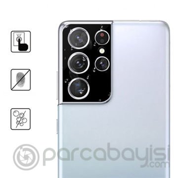 ALLY SM Galaxy S21 Ultra HD 3D Full Tempered Cam Kamera Koruyucu