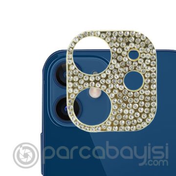 ALLY İPhone 12 Kamera Koruyucu Lens Diamond Taş İşlemeli