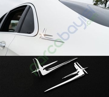 Mercedes Çamurluk Üstü Ve Yan 3D Amblem Krom Logo Sticker 2 Li Set