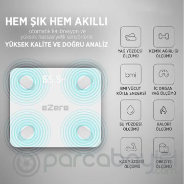 EZERE Body Composition Scale Yağ Ölçer Fonksiyonlu Akıllı Bluetooth Tartı Baskül