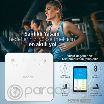 EZERE Body Composition Scale Yağ Ölçer Fonksiyonlu Akıllı Bluetooth Tartı Baskül