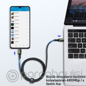 Baseus halo data cable hızlı Şarj Usb Type-C PD2.0 60W (20V 3A) 2metre