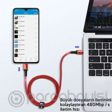 Baseus halo data cable hızlı Şarj Usb Type-C PD2.0 60W (20V 3A) 2metre