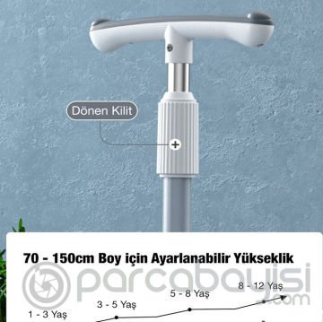 Ally Ayarlanabilir Yükseklik 3 Tekerlekli Çocuk Scooterı Katlanabilir Kaykay Işıklı muzikli