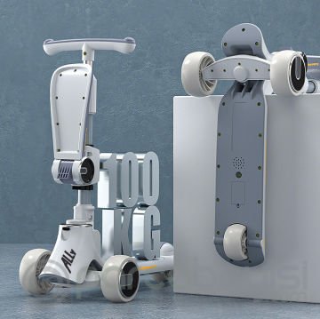 Ally Ayarlanabilir Yükseklik 3 Tekerlekli Çocuk Scooterı Katlanabilir Kaykay Işıklı muzikli