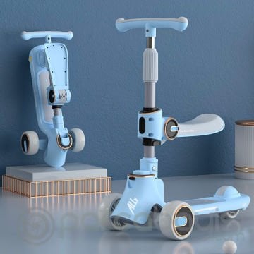 Ally Ayarlanabilir Yükseklik 3 Tekerlekli Çocuk Scooterı Katlanabilir Kaykay Işıklı muzikli