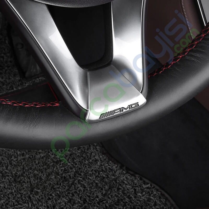Mercedes Amg Direksiyon 3D Amblem Logo Sticker Krom İnce Model