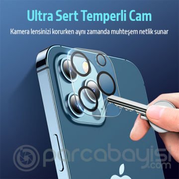 ALLY İPhone 12 Pro 6.1 3D Full Tempered Glass Cam Kamera Koruyucu