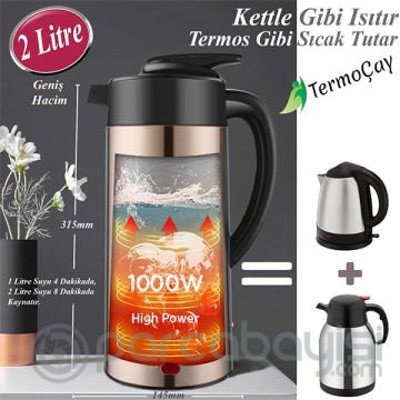 EZERE Termoçay Termos Özellikli Su Isıtıcı Kettle Çay Makinesi