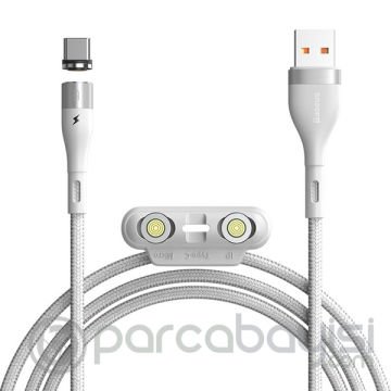Baseus Safe Fast 3A Hızlı Şarj Mıknatıslı Usb Şarj Kablosu 3 Başlık（iPhone+Type-C+Micro）1m