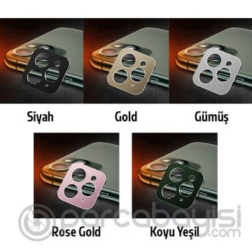 İPhone 11 Pro -11 Pro Max 3D Metal Kamera Koruyucu Metal Lens
