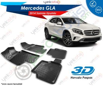 Mercedes Gla 2014 Sonrası Uyumlu Araca Özel 3D Havuzlu Paspas Siyah