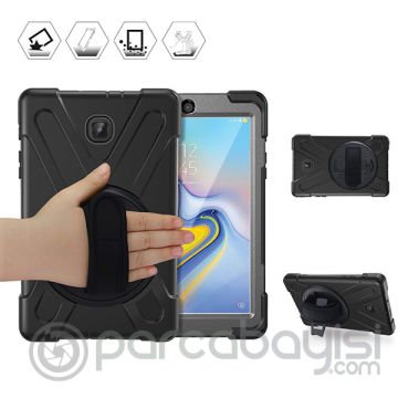 Ally Samsung Galaxy Tab A 8.0 (2018) T387, 3 Katmanlı Satandlı Zırh Kılıf
