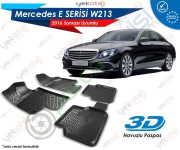 Mercedes E W213 2016 Sonrası Uyumlu Araca Özel 3D Havuzlu Paspas Siyah