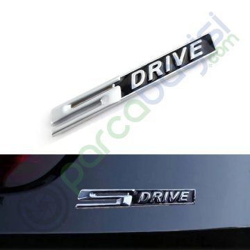S Drive 3D Metal Amblem Logo Sticker Siyah