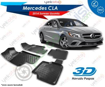 Mercedes Cla 2014 Sonrası Uyumlu Araca Özel 3D Havuzlu Paspas Siyah