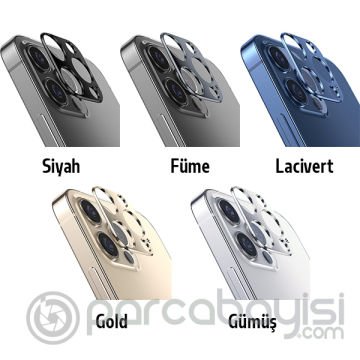 İPhone 12 Pro Max 3D Metal Kamera Koruyucu Metal Lens