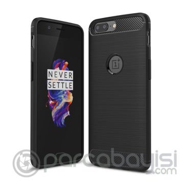 One Plus 5 Dark Ultra Koruma Karbon Fiber Doku Silikon Kılıf