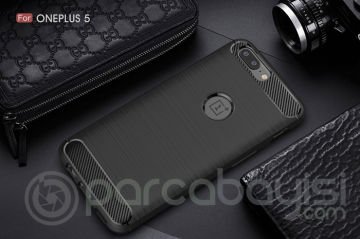 One Plus 5 Dark Ultra Koruma Karbon Fiber Doku Silikon Kılıf