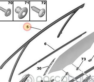 Psa sağ ön cam cerceve lastik 508 orjınal 9300.CF