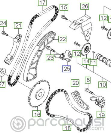 Kia Ceed -Cerato- Rio Dizel Zincir Seti 8 parça Orijinal | 243512A001SET