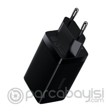 Baseus Gan3 Pro 65W 2 Type-C + USB Hızlı Şarj Başlığı Adaptörü ve Hızlı Şarj Type-C Kablosu Seti